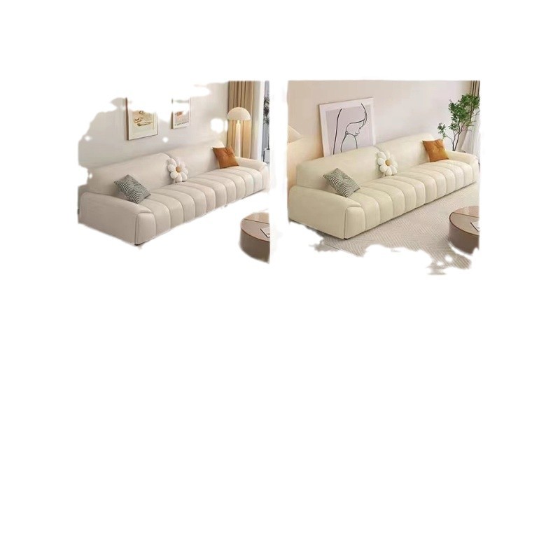 Casa pequeña moderna simple y lujosa estilo crema viento resistente a la suciedad piel de garra de gato línea directa de alto nivel sofá doméstico sala de estar de cuero