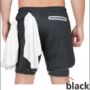 Double Layer Solid Color Shorts Men's Plus Size Fitness Casual Training Quick Drying Jogging Pants Summer New