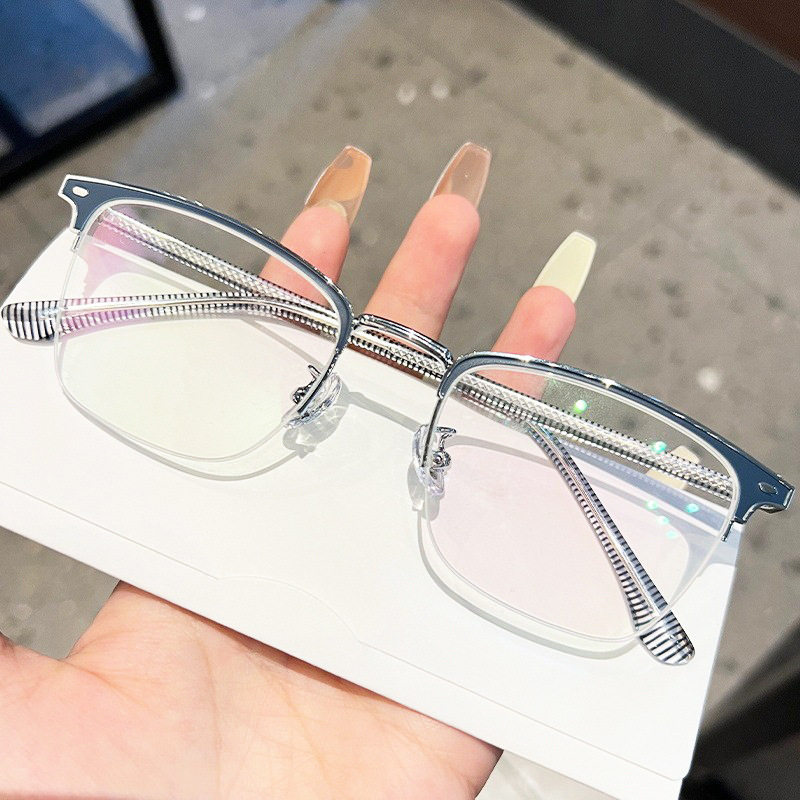 新款超輕TR90眉線框近視眼鏡框男商務復古防藍光眼鏡架批發1586-1