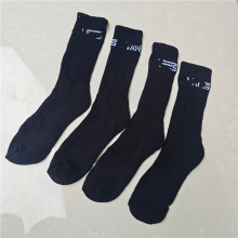 户外毛巾底高橡筋运动袜吸汗舒适高筒休闲黑色中长筒篮球袜 库存