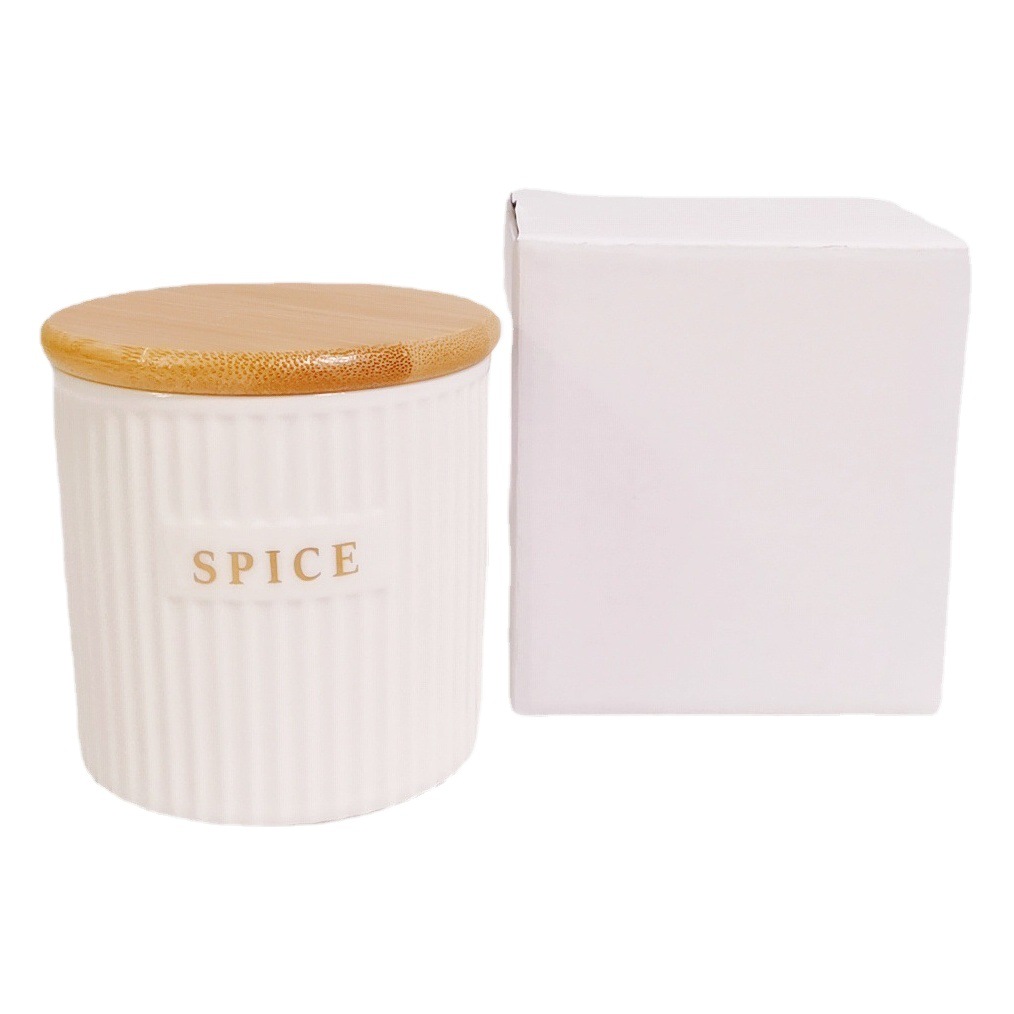 Comercio exterior cerámica sellado Jar traje cocina condimento Jar almacenamiento Jar hogar almacenamiento Jar condimento Jar con tapa de madera Jar