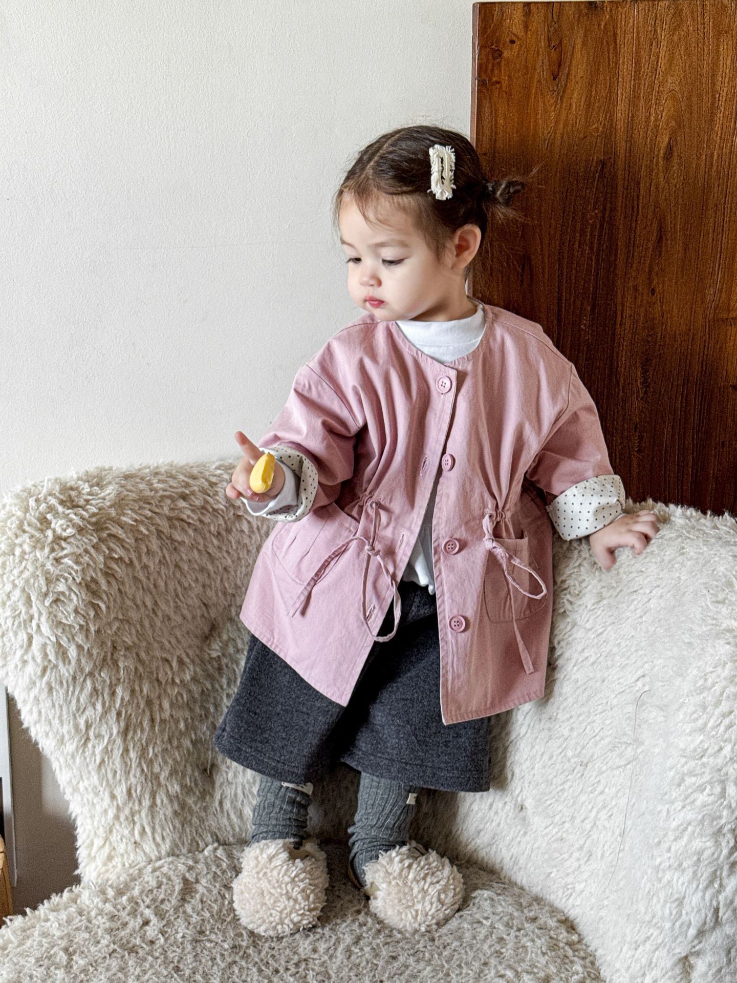 Sugar Pear ropa infantil abrigo abrigo de niñas estilo extranjero ropa de otoño de moda 2025 nuevo cardigan de manga larga ropa de bebé