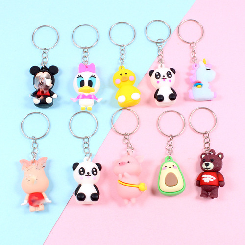 Cartoon small three-dimensional keychain advertising gifts student schoolbag pendant accessories kindergarten prize key pendant