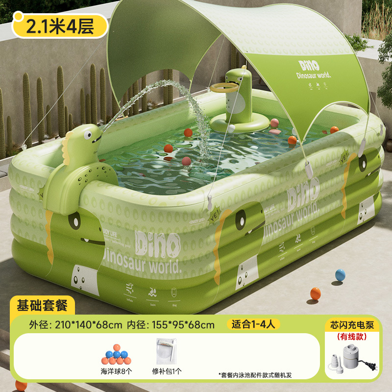 2.1m 4-layer dragon cub green + silver glue tarpaulin + rod + wired core flash c…