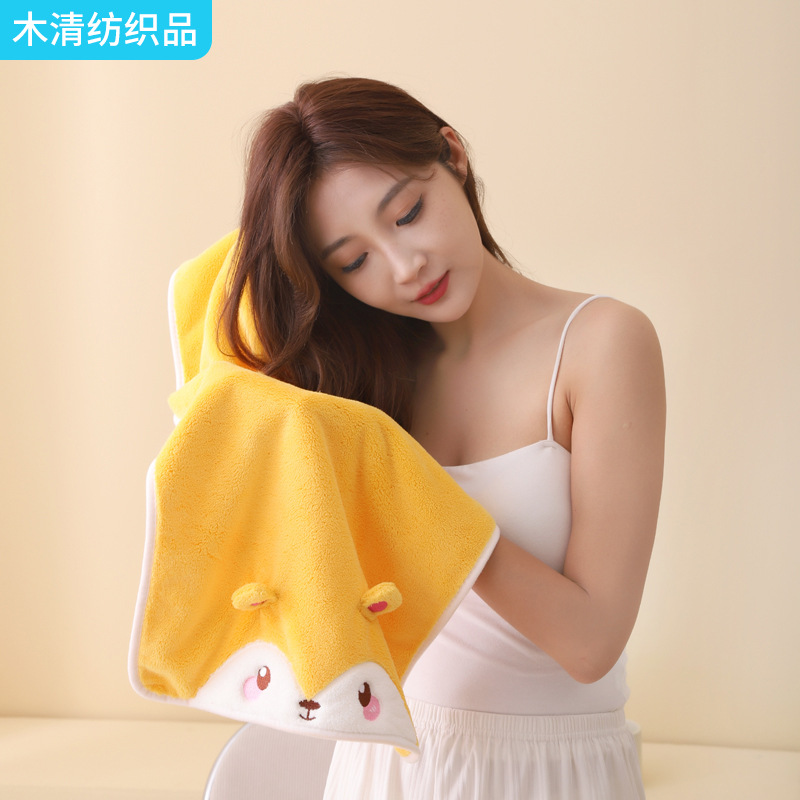 New coral velvet towel, household thickened water-absorbent quick-drying cute cartoon sports towel with LOGO