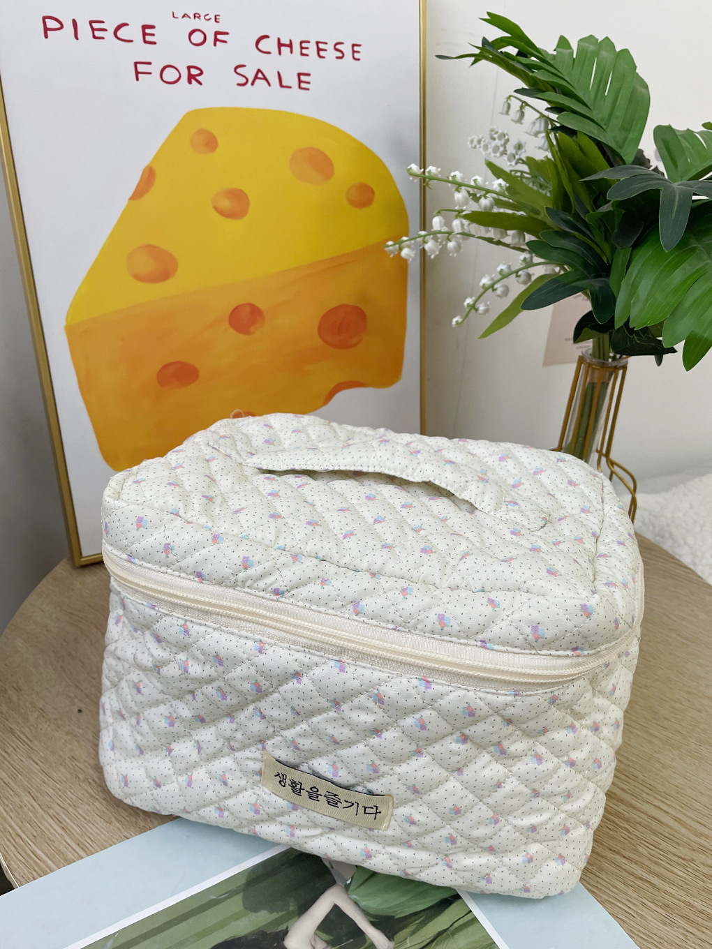 Suministro transfronterizo de Amazon/coreano ins estilo floral bolsa de cosméticos bolsa de almacenamiento de bolsa de lavado de viaje portátil de gran capacidad