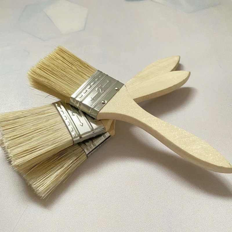 Mango de madera delgada desechable cepillo de pelo de cerdo limpieza pintura cepillo de pintura barbacoa condimento cepillo de aceite fábrica al por mayor