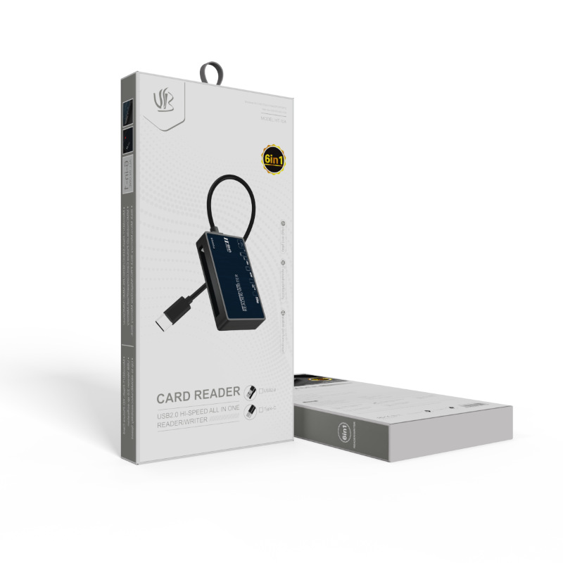 Ventas de la fábrica modelo privado lector de tarjetas USB2.0 HDHC teléfono móvil tarjeta de memoria de alta velocidad caja de contraseña seis en uno lector de tarjetas CF