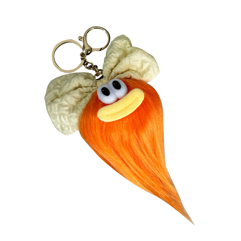 Creativa boca de salchicha divertido muñeca de lana frita llavero lindo peinado de felpa muñeca de bricolaje mochila escolar colgante joyería