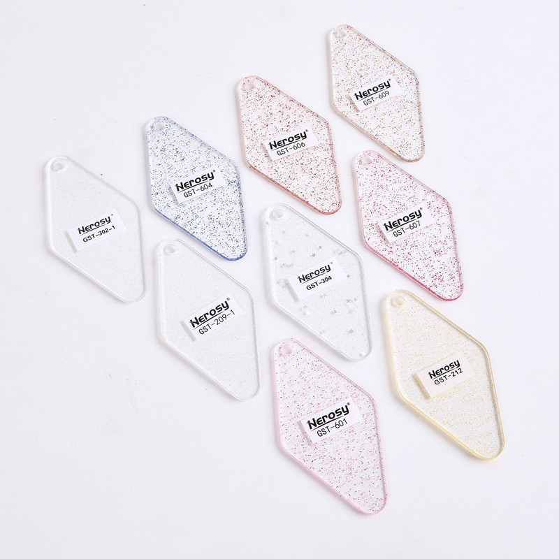 亚克力闪粉板 炫彩镭射星星板咕卡钥匙扣挂饰塑料板苍南厂家批发