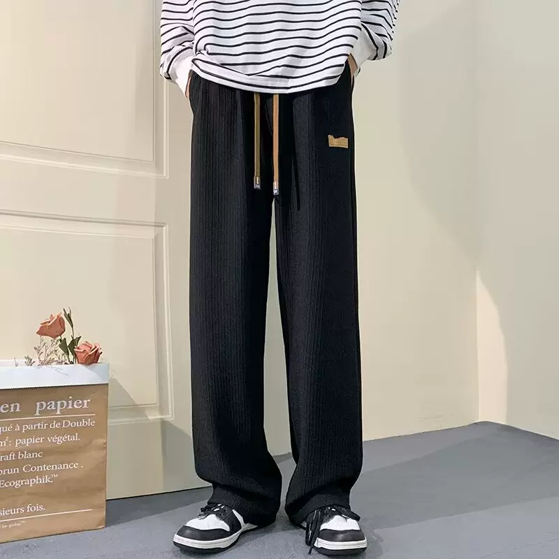 美式复古简约运动卫裤男秋季高级垂感青少年潮流宽松百搭休闲长裤