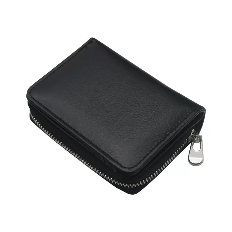 外贸头层牛皮多卡位卡包男士卡套女士拉链真皮钱包零钱包防盗刷