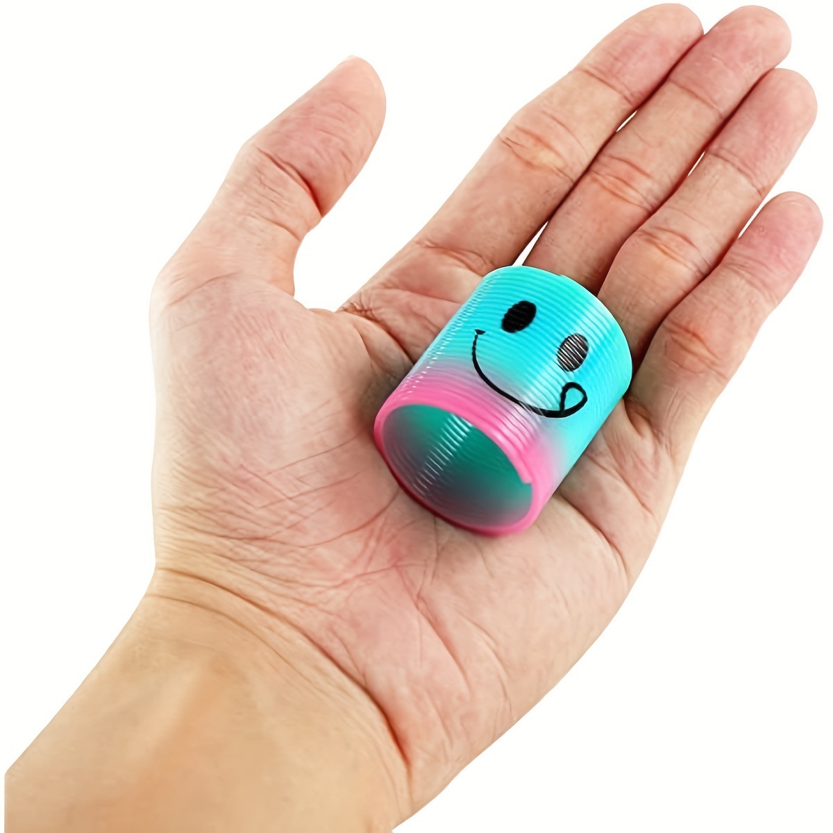 Anillo de primavera colorido para niños Mini cara sonriente anillo de arco iris anillo colorido anillo elástico puesto premio Juguete suministro transfronterizo