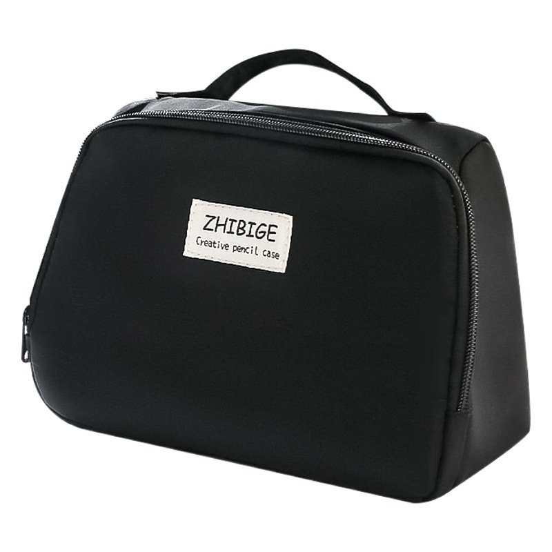 Estuche de lápices de gran capacidad de alto aspecto negro simple caja de papelería japonesa bolsa de papelería de estudiante bolsa de almacenamiento bolsa de cosméticos