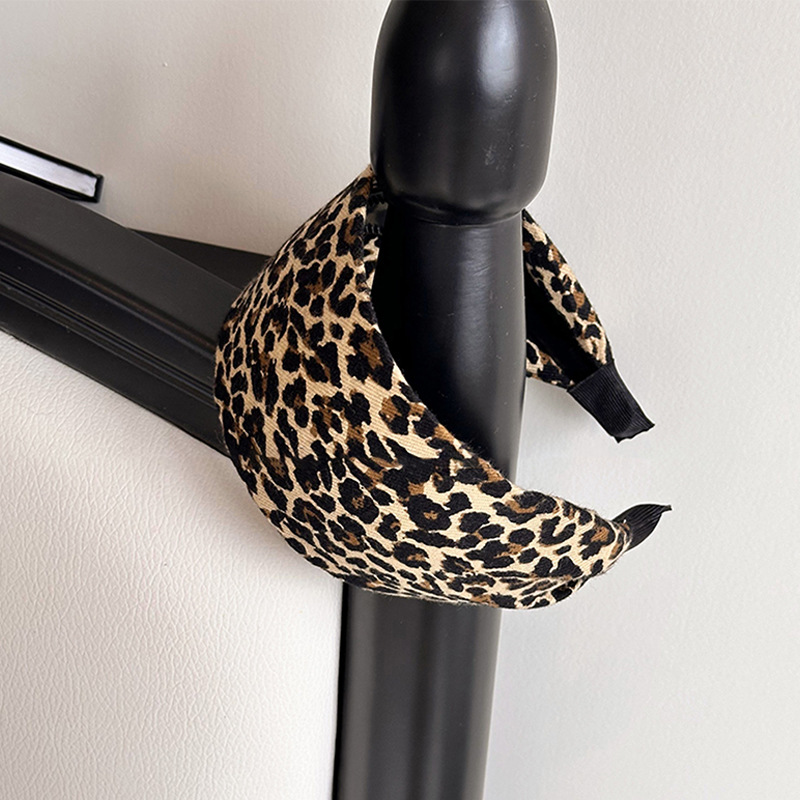 Luipaardprint brede gezichtsboog hoofdband dames retro hoge schedel top hoofdband high sense mode haaraccessoires_voghion.com