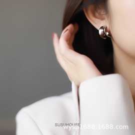 高级感银色蚊香盘耳夹ins耳圈无耳洞女欧美风耳环个性简约耳饰