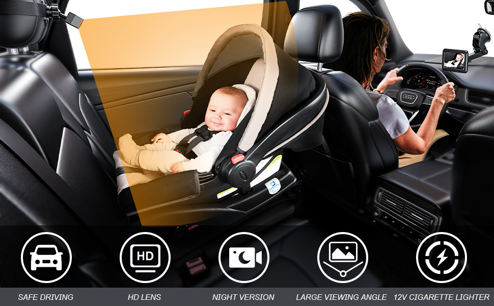 跨境4.3寸高清夜视车载婴儿镜监控器car baby mirror Monitor详情4
