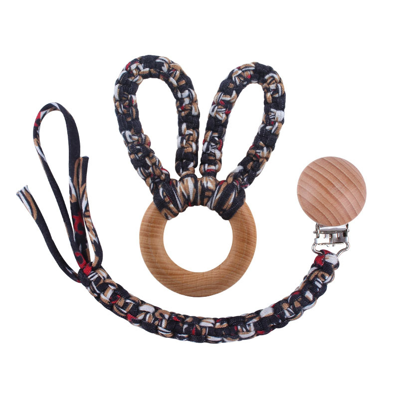 Bricolaje creativo bebé suministros de haya chupete clip tejido a mano color mezclado chupete cuerda anti-caída cadena mordedor traje
