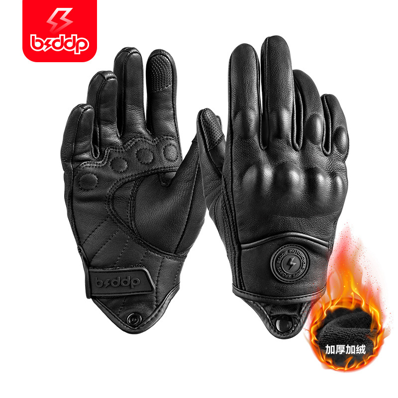 BSDDP 오토바이 겨울 기모 따뜻한 가죽 장갑 남자와 여자의 전기 자전거 타기 안티 가을 전체 손가락 터치 스크린 손
