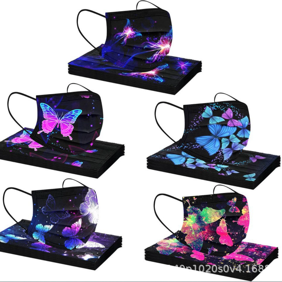 Взрослые одноразовые трехслойные защитные черные бабочки серии маски с высоким значением