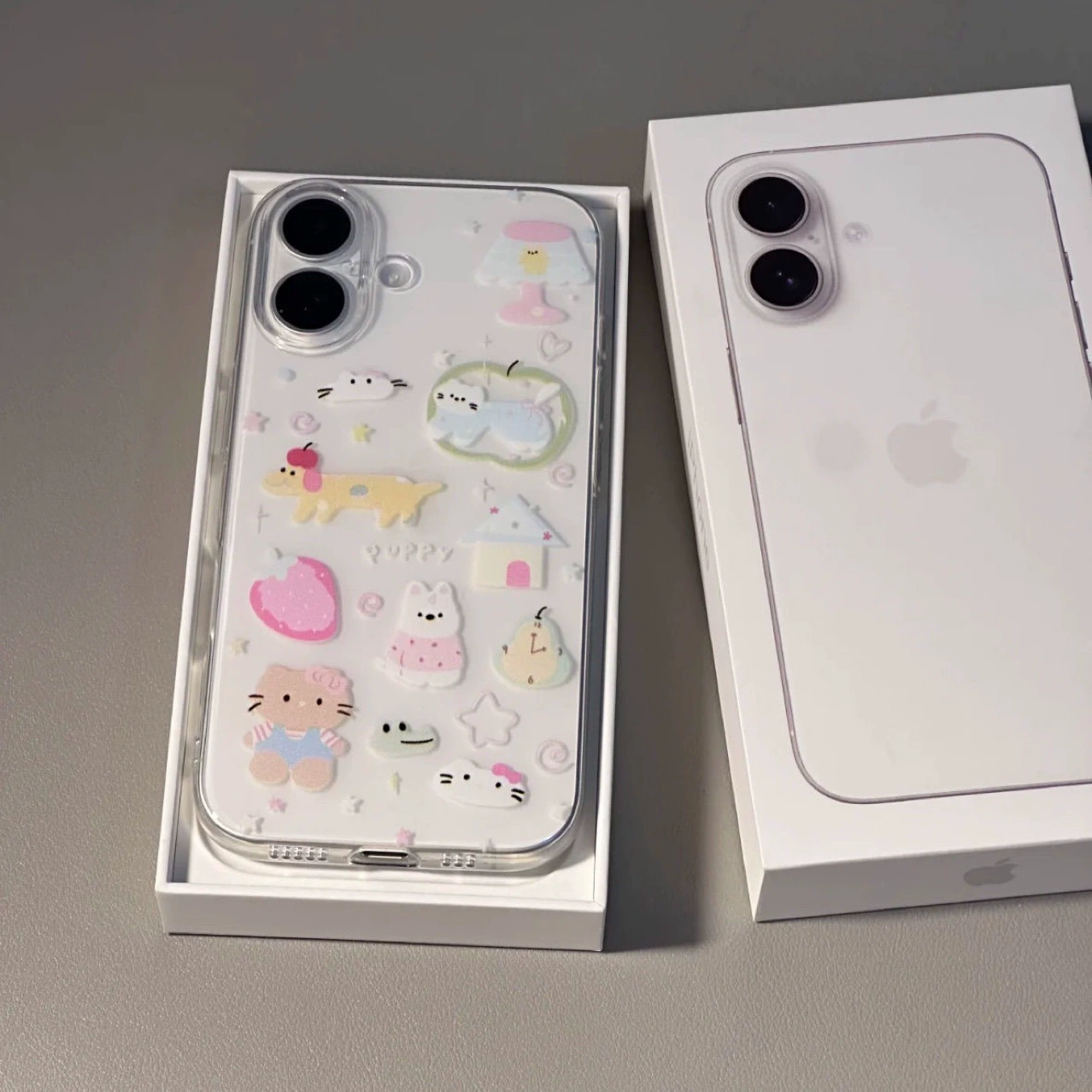 スマホケース Apple iPhone15 Pro用 クリアTPU 保護カバー 3D 可愛いステッカー付き