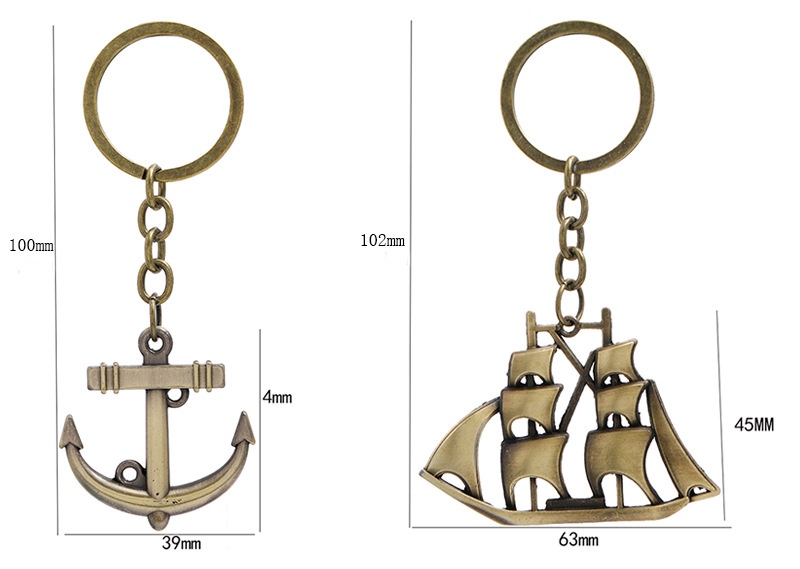 20g Weight Alloy Material Simple Sailboat Keychain Creative Anchor Pendant Keychain 4
