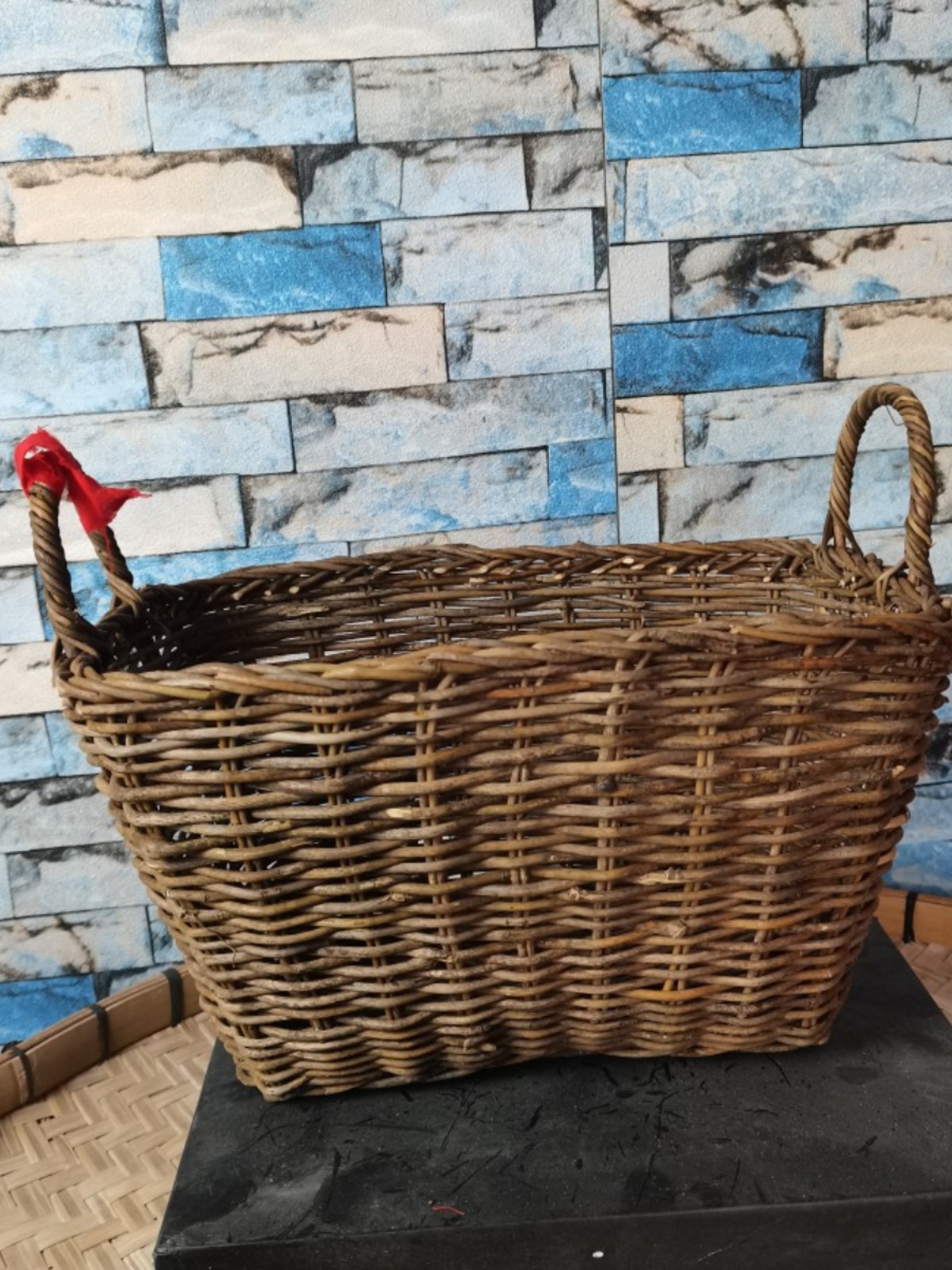 Cesta de almacenamiento de caña Jardín de comestibles hecha a mano caña trenzada cesta de flores cocina retro cesta de frutas cesta de picnic