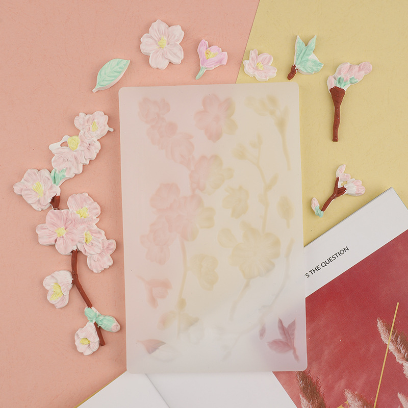 Nueva Plum Blossom fondant pastel de silicona molde para hornear DIY chocolate hecho a mano arcilla decoración Accesorios