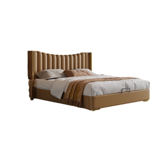 Light luxury leather bed American modern luxury high-end bedroom 1.8m double master bedroom storage leather bed