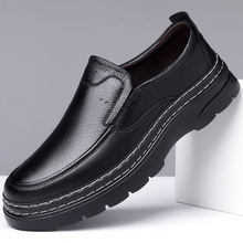 秋冬新款男士商务休闲皮鞋男手工上线真皮套脚单鞋棉皮鞋真皮男鞋