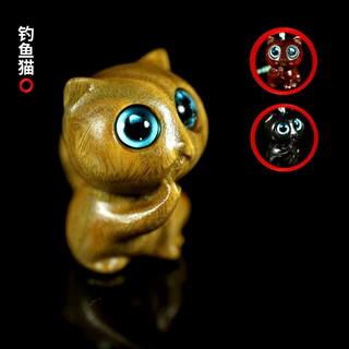 檀木小猫吊坠钥匙扣手把件猫咪配饰手机链紫檀木挂件包包链直播