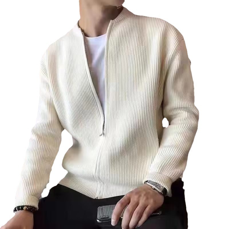 Herrenbekleidung einfarbige Strickjacke Herren Casual All-Match Slim Fit Kleidung_voghion.com