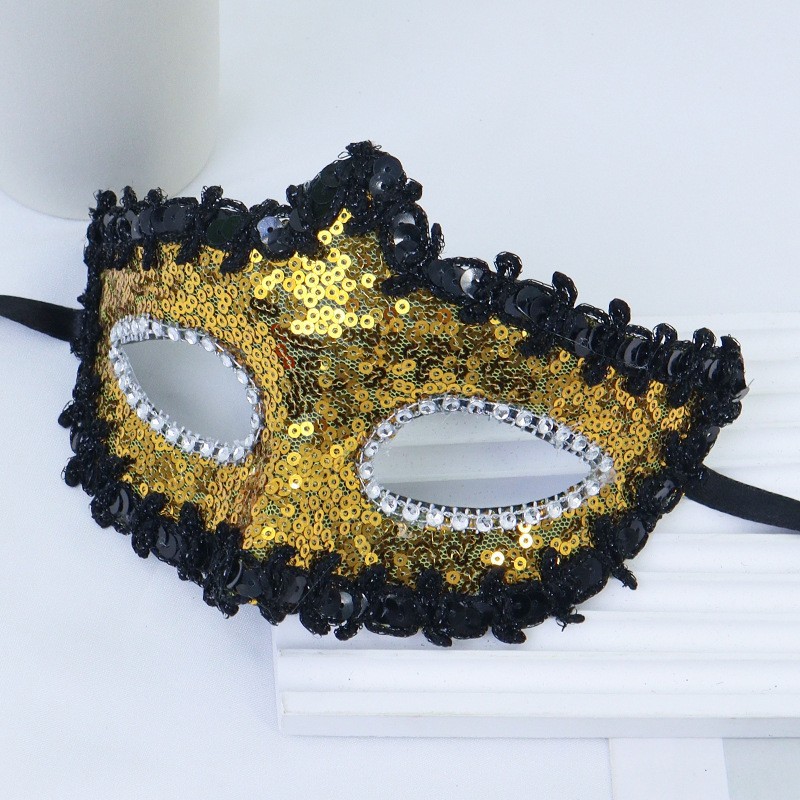 Nuevo cross-border Halloween sequinado baile media cara máscara de fiesta misteriosa sexy vestido de moda damas máscara de ojos