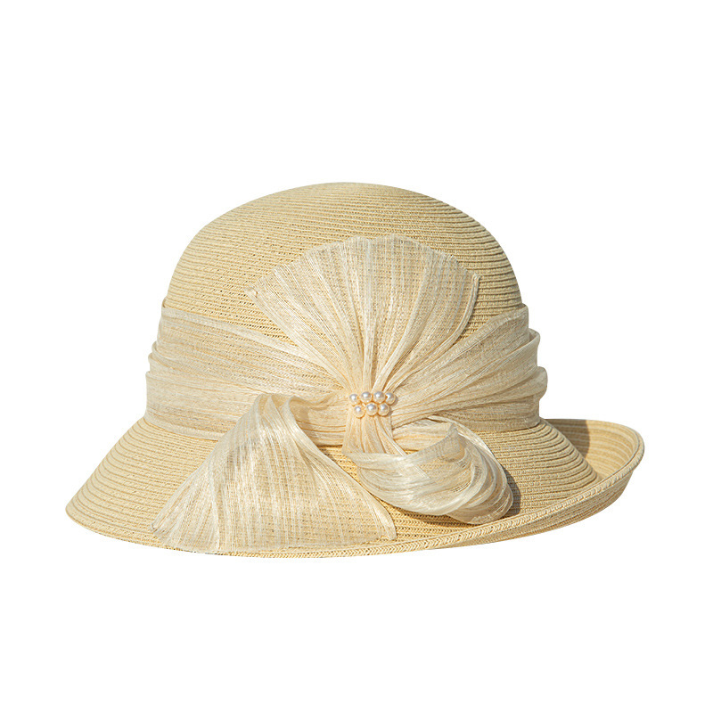 High-End Real Silk Linen Straw Hat For Women, Foldable Sun Hat, Rolled Edge Beach Hat, Summer Korean Style Versatile Sun Hat Wholesale - Thumbnail 5