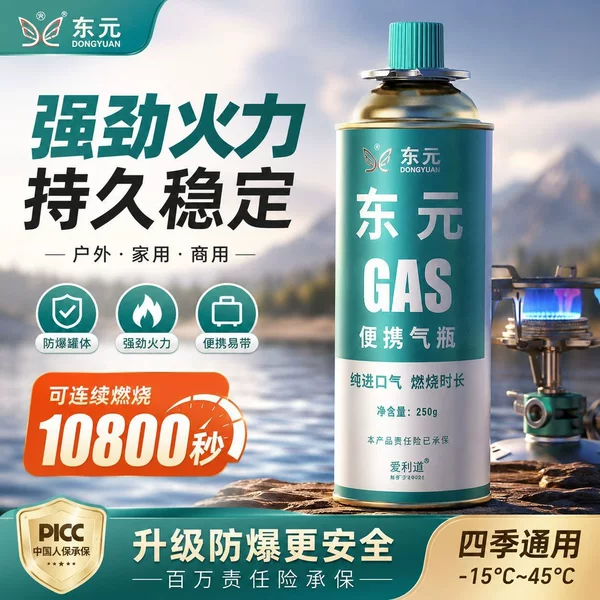 Portable gas canister for cassette stoves, compatible with various types of liquefied gas, safe and explosion-proof, suitable for outdoor cooking and camping