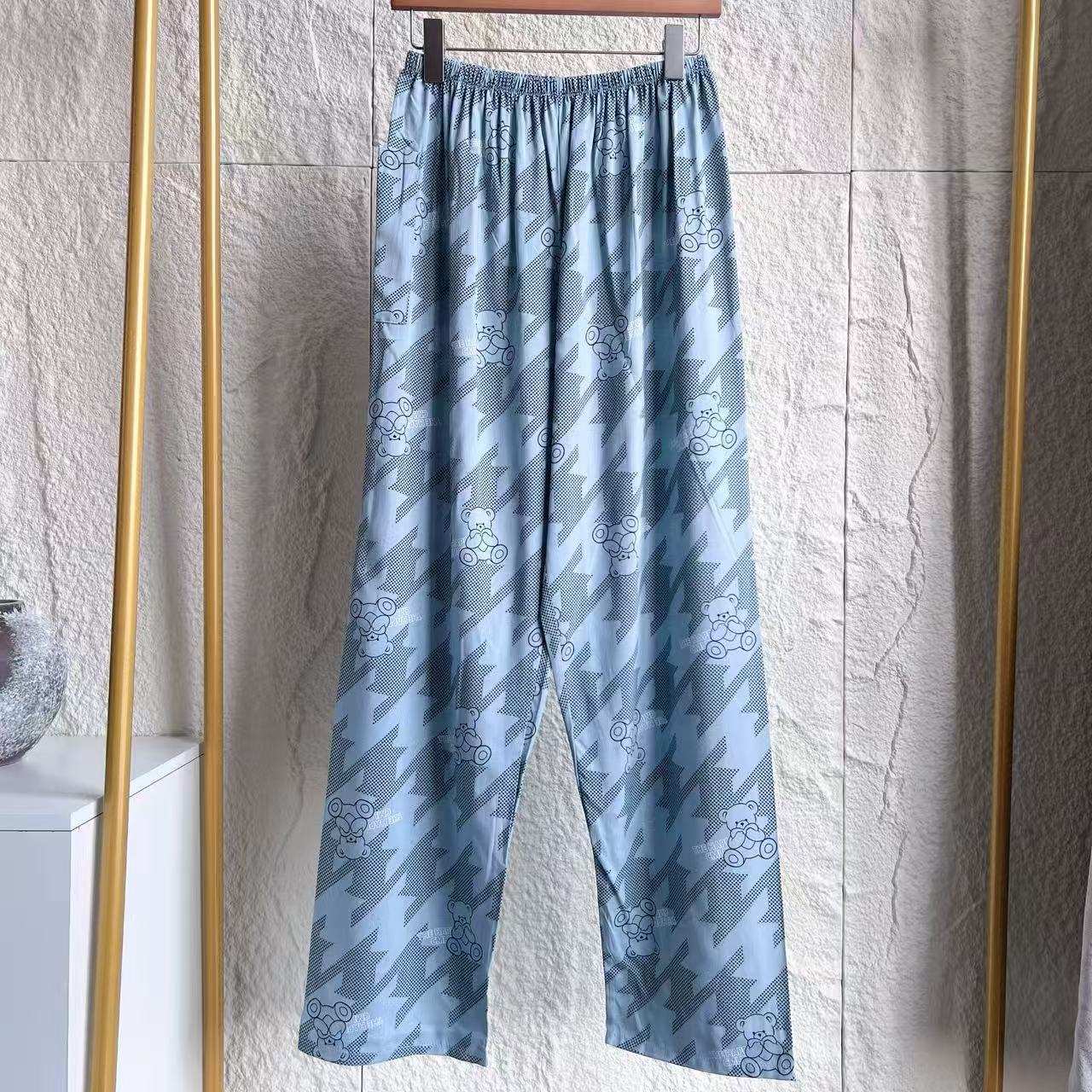 남성용 바지 스타일 30 블루 그레이 물떼새 격자 곰