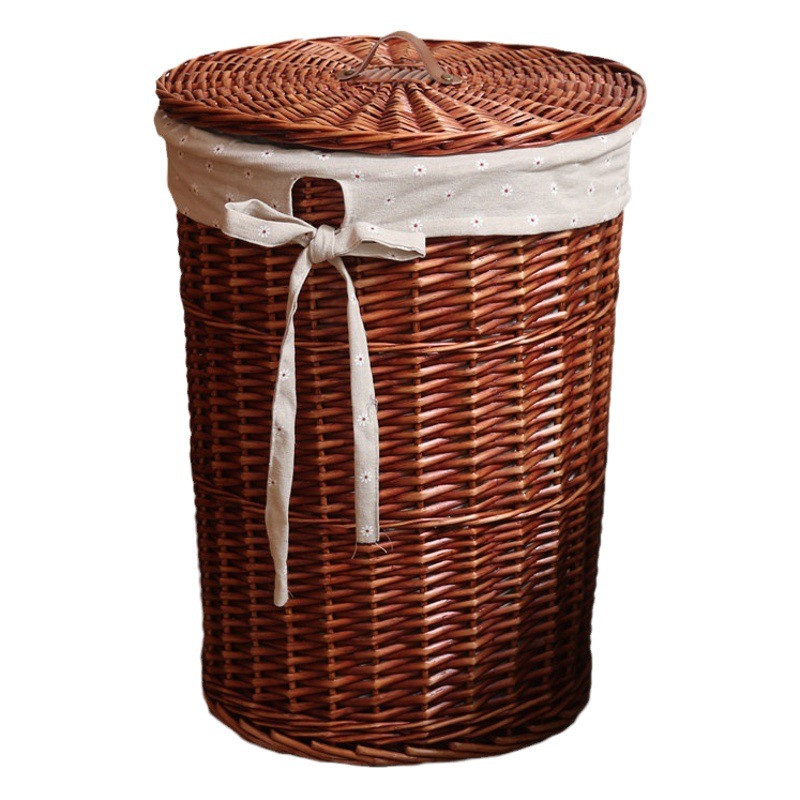 Cesta de almacenamiento de ropa sucia de ratán con tapa, cesta de ropa sucia de mimbre de gran capacidad para restaurantes de hot pot y hoteles, cesta de almacenamiento de ropa y juguetes