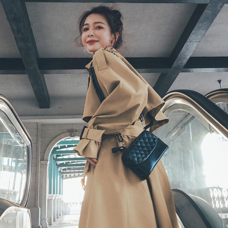 中长款风衣外套女春秋季新款小个子洋气时尚流行垂感大衣韩版|undefined