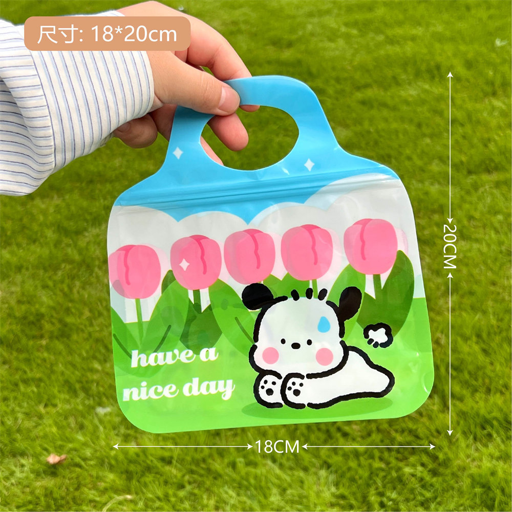 Original lindo snack ziplock bolsa sellada bolsa de dibujos animados oso galleta máscara de caramelo bolsa de almacenamiento de tamaño pequeño