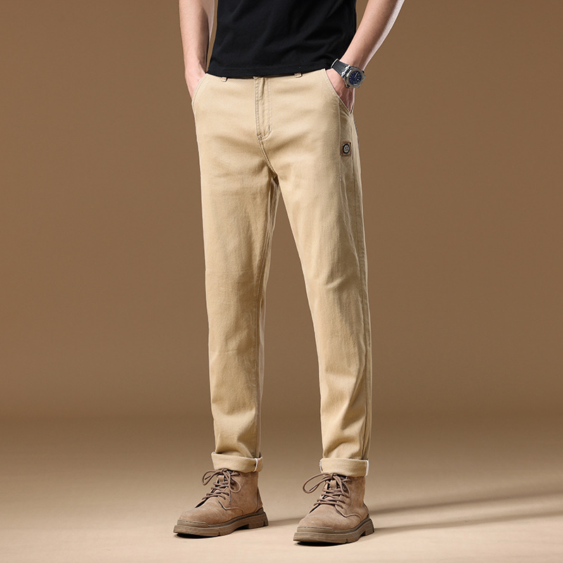 Extra Large Size Men's Khaki Jeans Trendy Brand Slim Fit Versatile Straight Leg Plus Size Long Pants for Men