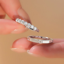 S925纯银情侣戒指男女一对小众设计轻奢排钻对戒求婚订婚指环饰品