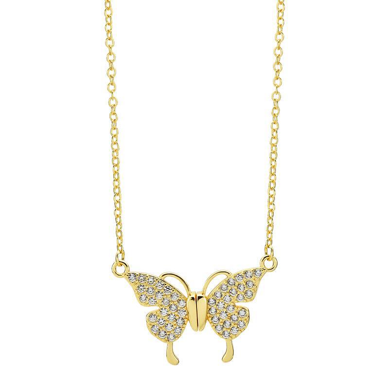Fábrica directa mariposa collar magnético clavícula femenina cadena verano moda nicho diseño de alto grado no-colisión colgante