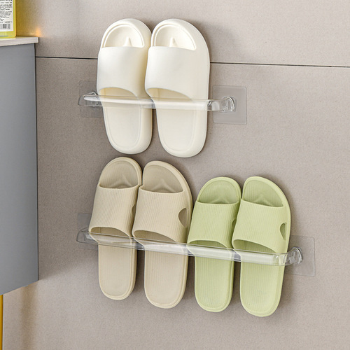 Bathroom Slippers Rack Wall-Mounted Punch-Free Towel Bar Bathroom Wall Toilet Bathroom Door Back Slippers Hanging Rack