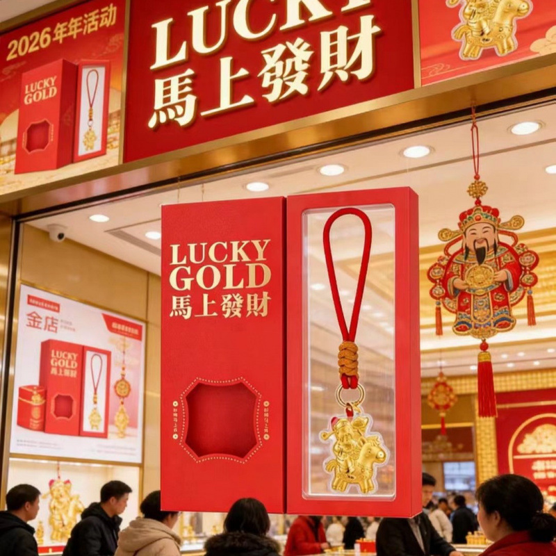 2026 Year of the Horse New Year Hollow-Out Hanging Ornament Exquisite Home Atmosphere Decoration Entrance Door God of Wealth Hanging Ornament Keychain
