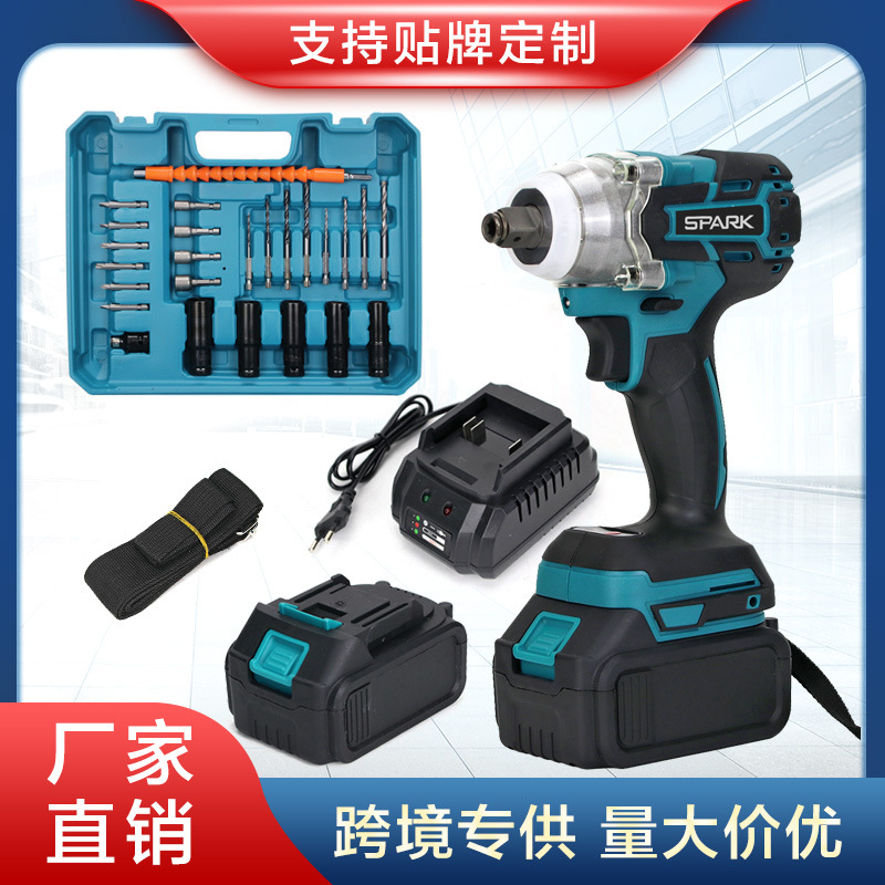 跨境锂电外贸批发无刷强扭电动扳手起子机 充电扳手大扭力冲击