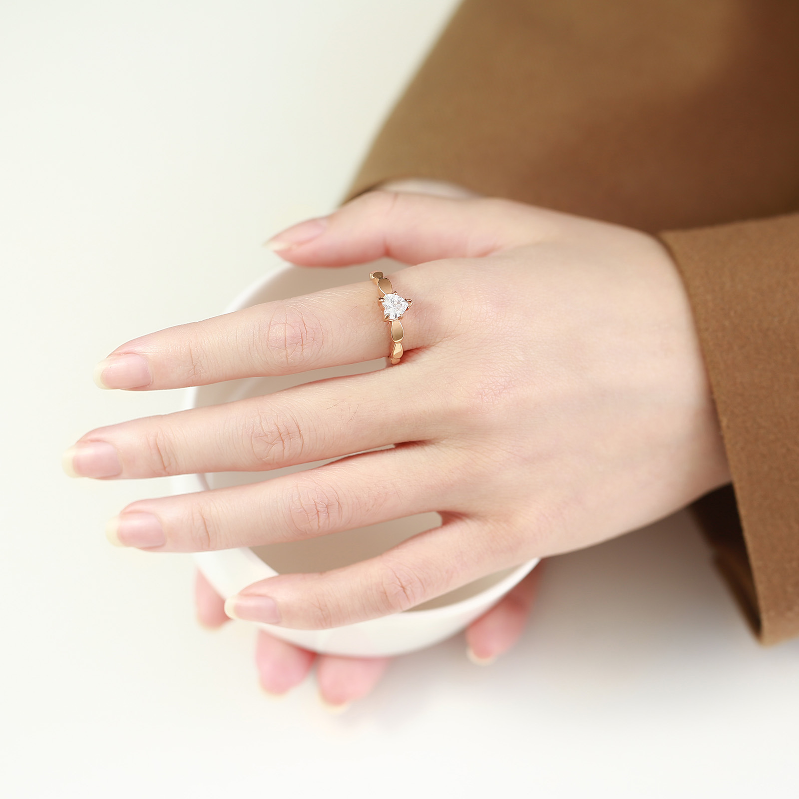 Simple Style Heart Shape Stainless Steel Rings Inlay Zircon Stainless Steel Rings display picture 23