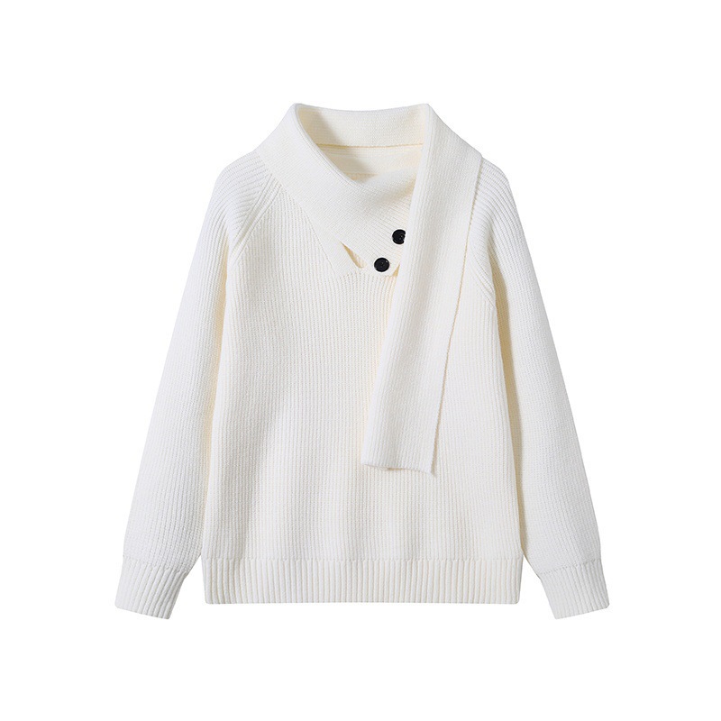 Explosiones transfronterizas de tamaño grande turban desmontable camisa de punto suéter masculino botón de sentido superior otoño invierno fábrica al por mayor