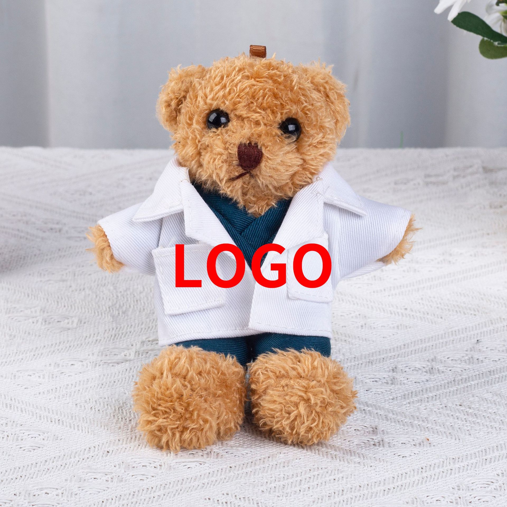Doctor y enfermera uniformes de oso de peluche uniformes de muñeca de enfermería oso logotipo impresión de regalo de juguetes de peluche