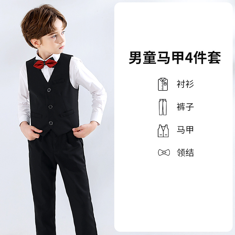 Vestido de los niños niño niña de las flores chaleco traje de piano traje de rendimiento traje de niño pequeño traje de otoño nuevo