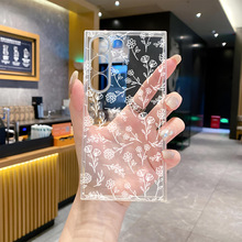 ins韩风创意新款小碎花适用三星S25/S24ULTRA精孔全包透明手机壳